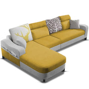 Amanda LHS 6 Seater L Shape,Sofa Set for Living Room (Yellow Grey Fabric)