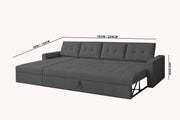 Casaliving Treshta 6 Seater LHS L - Shape Pull-Out Sofa Cum Bed Sofa for Living Room (Dark Grey Fabric Color) Premium Fabric Sofa Set for Living Room Sofa Cum Bed