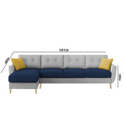 Lizel LHS 6 Seater L Shape Sofa Set for Living Room (Blue Grey Fabric) Premium Velvet Fabric Sofa