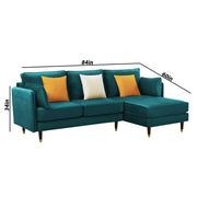 Croosen RHS 4 Seater L Shape Sofa Set for Living Room (Pine Colour) Premium Velvet Fabric