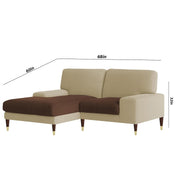 Latieo LHS 2 Seater Lounger L Shape Sofa Set for Living Room (Cream Brown) Premium Fabric Sofa