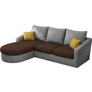 Shrank Round Lounger L Shape 4 Seater Sofa Set for Living Room (Brown Grey) Fabric Sofa | LHS