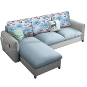 Andon 4 Seater L Shape Sofa Set for Living Room (Light Blue Grey) Left Side Sofa