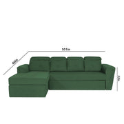 Elvi LHS 6 Seater L Shape Sofa Set for Living Room (Green Fabric) Premium Fabric Sofa
