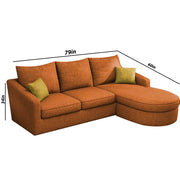 Shrank Round Lounger L Shape 4 Seater Sofa Set for Living Room (Orange) Fabric Sofa | RHS