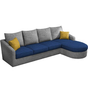 Shrank Round Lounger L Shape 6 Seater Sofa Set for Living Room (Blue Grey) Fabric Sofa | RHS
