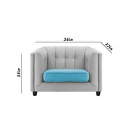 Sinclair 1 Seater Sofa Set for Living Room (Turquise Grey Colour) Premium Fabric Sofa