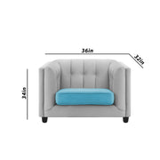 Sinclair 1 Seater Sofa Set for Living Room (Blue Colour) Premium Fabric Sofa