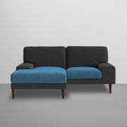 Latieo LHS 2 Seater Lounger L Shape Sofa Set for Living Room (Black Turquise) Premium Fabric Sofa
