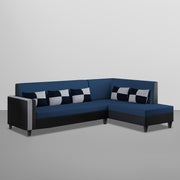 Nordy RHS 6 Seater L Shape Sofa Set for Living Room (Blue Black Colour) Premium Fabric Sofa Set