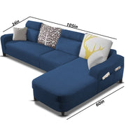 Amanda RHS 6 Seater L Shape,Sofa Set for Living Room (Blue Fabric)