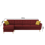 Lizel LHS 6 Seater L Shape Sofa Set with Center Table for Living Room (Maroon Fabric) Premium Velvet Fabric Sofa