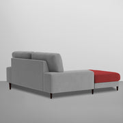 Latieo LHS 2 Seater Lounger L Shape Sofa Set for Living Room (Maroon Grey) Premium Fabric Sofa
