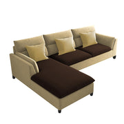 Delton LHS 4 Seater L Shape Sofa Set for Living Room (Cream Brown) Premium Fabric