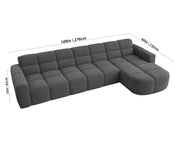 Rudo Modern Sofa, Tufted Design Upholstered 6 Seater LHS L - Shape Sofa Set for Living Room, (Black Colour) Premium Velvet Fabric Sofa