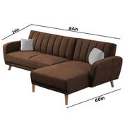 Rino RHS 4 Seater L Shape Sofa Set for Living Room (Brown Fabric)