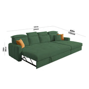 Gagnon LHS 6 Seater L Shape Corner Sofa Cum Bed for Living Room (Yellow Fabric) Premium Fabric Sofa