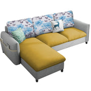 Andon 4 Seater L Shape Sofa Set for Living Room (Yellow Grey) Left Side Sofa
