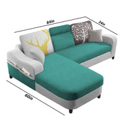 Amanda LHS 4 Seater L Shape,Sofa Set for Living Room (Turquise Grey Fabric)