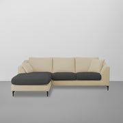 Cortina LHS 4 Seater L Shape Sofa Set for Living Room (Cream Black Fabric) Premium Fabric Sofa