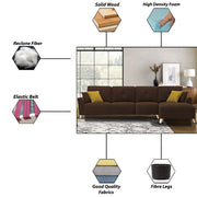 Antonio RHS 6 Seater L Shape Sofa Set for Living Room (Brown Premium Fabric)