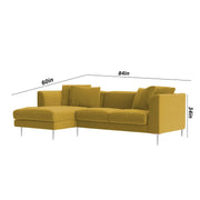Vesco LHS 4 Seater L Shape Sofa Set for Living Room (Yellow) Premium Fabric Sofa