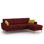 Lizel RHS 4 Seater L Shape Sofa Set for Living Room (Maroon Fabric) Premium Velvet Fabric Sofa