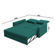 Treshta 2 Seater Pull-Out Premium Fabric Sofa Cum Bed Sofa Set for Living Room (Blue Fabric Color) Premium Fabric Sofa Set for Living Room