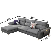 Hudson 4 Seater L Shape Sofa Set for Living Room (Dark Grey Fabric) Left Side