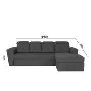 Elvi RHS 6 Seater L Shape Sofa Set for Living Room (Black Fabric) Premium Fabric Sofa