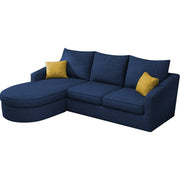 Shrank Round Lounger L Shape 4 Seater Sofa Set for Living Room (Blue) Fabric Sofa | LHS