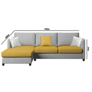 Hanery 4 Seater L Shape Sofa Set for Living Room | Colour - Yellow Grey