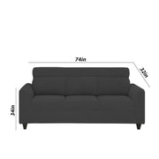 Marco 3 Seater Sofa Set for Living Room (Black Colour) Premium Fabric Sofa