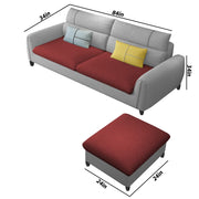Francis 3 Seater Sofa with Ottoman Set for Living Room (Maroon Grey Fabric)