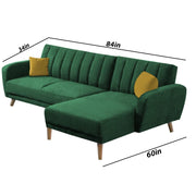 Rino RHS 4 Seater L Shape Sofa Set for Living Room (Green Fabric)