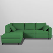 Dorian LHS 4 Seater L Shape Sofa Set for Living Room (Green Fabric) Premium Fabric Sofa