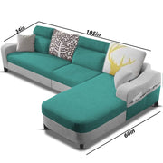 Amanda RHS 6 Seater L Shape,Sofa Set for Living Room (Turquise Grey Fabric)