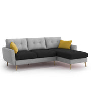 Lizel RHS 4 Seater L Shape Sofa Set for Living Room (Black Grey Fabric) Premium Velvet Fabric Sofa
