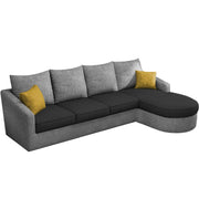 Shrank Round Lounger L Shape 6 Seater Sofa Set for Living Room (Black Grey) Fabric Sofa | RHS