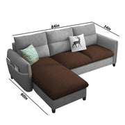 Andon 4 Seater L Shape Sofa Set for Living Room (Brown Grey Fabric) Left Side Sofa