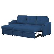 Casaliving Ravonna LHS 4 Seater L Shape Corner Sofa Cum Bed for Living Room (Blue Fabric) Premium Fabric Sofa