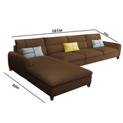 Francis 6 Seater Sofa Set for Living Room (Brown Fabric) Left Side Sofa