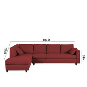 Dorian LHS 6 Seater L Shape Sofa Set for Living Room (Maroon Fabric) Premium Fabric Sofa