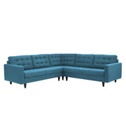 Adonway 6 Seater L Shape Sofa Set with Center Table for Living Room (Turquise) Premium Fabric Sofa