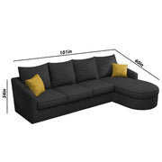 Shrank Round Lounger L Shape 6 Seater Sofa Set for Living Room (Black) Fabric Sofa | RHS