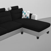 Lanorome RHS 4 Seater L Shape Sofa Set for Living Room- (Black Grey) Premium Fabric Sofa