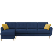 Lizel LHS 6 Seater L Shape Sofa Set with Center Table for Living Room (Blue Fabric) Premium Velvet Fabric Sofa