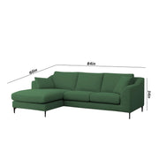 Cortina LHS 4 Seater L Shape Sofa Set for Living Room (Green Fabric) Premium Fabric Sofa