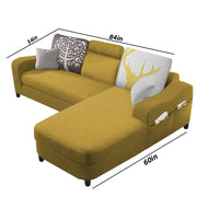 Amanda RHS 4 Seater L Shape,Sofa Set for Living Room (Yellow Fabric)