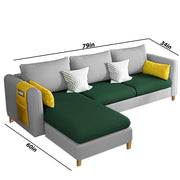 Asser LHS 4 Seater L Shape Sofa Set for Living Room (Green Grey) Premium Fabric Sofa